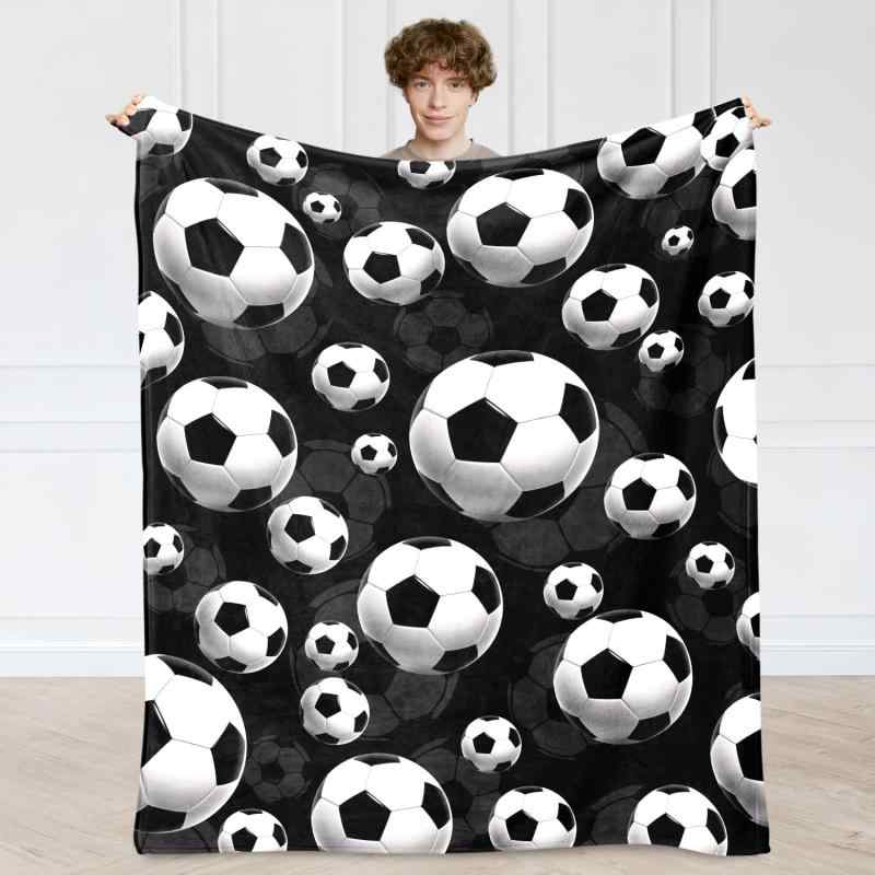 ブランケット 男の子 子供用 サッカーボール柄 フランネル毛布 ポリエステル製 ソファ ベッド 寝室 リビング インテリア装飾 ひざ掛け ギフト プレゼント オールシーズン 柔らか 暖かい スポーツ観戦