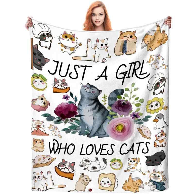 ブランケット 猫柄 猫好き 男女兼用 フランネル ソフト 柔らかい 快適 あったか 保温 プリント リビング ソファ 寝室 ひざ掛け オールシーズン プレゼント ギフト
