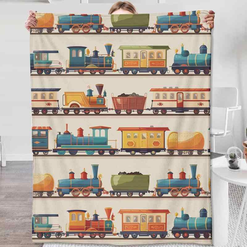 ブランケット 男の子 キッズ 電車 列車モチーフ フランネル ポリエステル素材 ふわふわ 暖か 肌触り良..