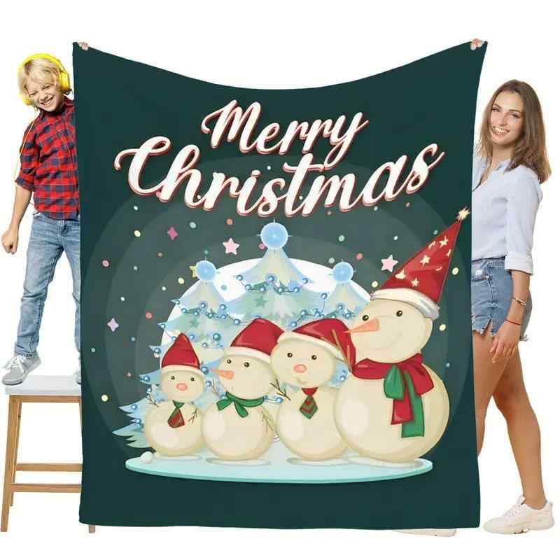 ブランケット 毛布 クリスマス 雪だるま もみの木柄 フランネル ポリエステル やわらか ふわふわ 心地よい あったか 軽量 ソファ ベッド ひざ掛け マルチカバー リビング 寝室 インテリア