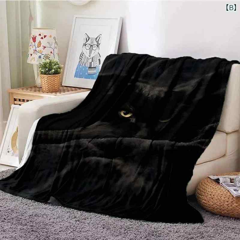 ブランケット かわいい 黒猫 ネコ柄 フランネル 柔らか ふわふわ 快適 ポリエステル ソファ ベッド お昼寝 ひざ掛け 掛け毛布 おしゃれ 3