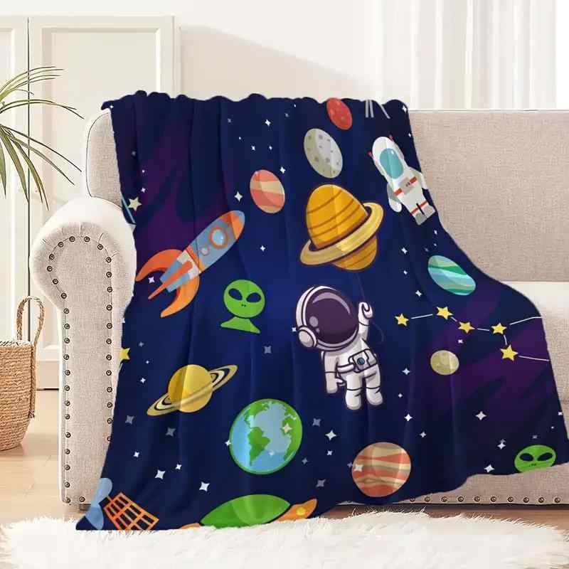 樂天商城 - 毛布 キッズ 子供用 宇宙飛行士 キャラクター フランネル ポリエステル あったか 昼寝 ひざ掛け オフィス 学生寮 自宅用 ブランケット
