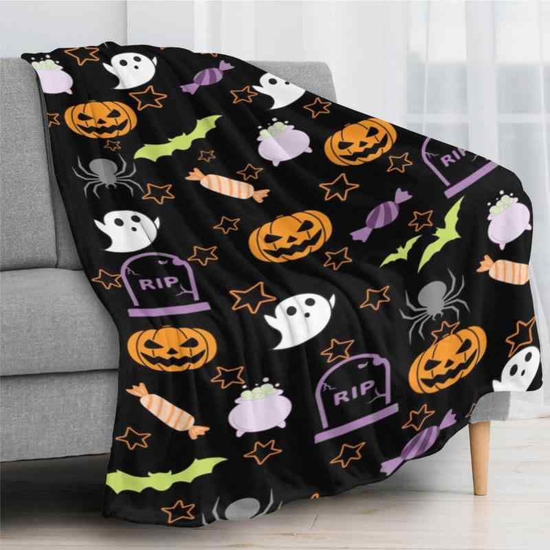 ブランケット ハロウィン フランネル 毛布 暖かい ふわふわ 柔らかい 快適 ソファ ベッド 旅行用 ひざ掛け スローケット ポリエステル