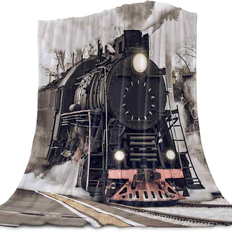 ブランケット 蒸気機関車 鉄道ファン プレゼント ギフト ベッド ソファ チェア 旅行 キャンプ フランネ..