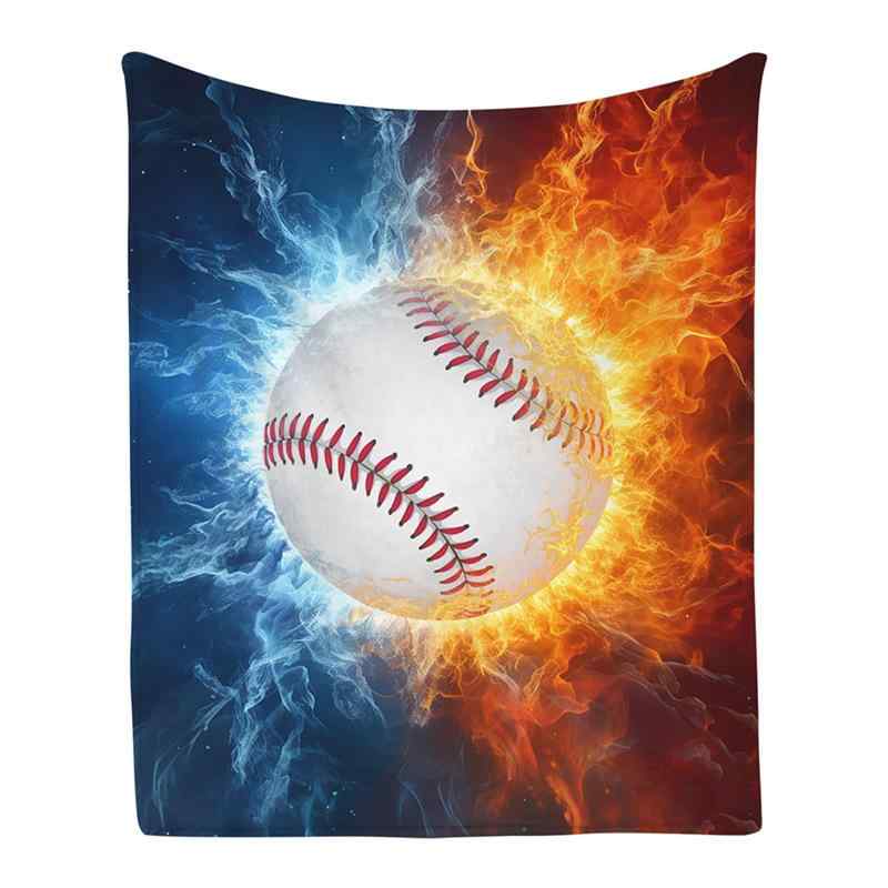 ブランケット 野球ファン向け かっこいい ファイヤーアンドアイス柄 フランネル ソフト 快適 肌触り オ..