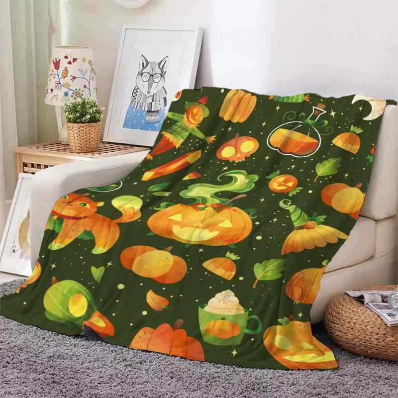 毛布 ハロウィン カボチャ フランネル ブランケット 膝掛け 3Dデジタルプリント ふわふわ あったか かわいい 優しい肌触り 北欧風 インテリア ソファーカバー ポリエステル