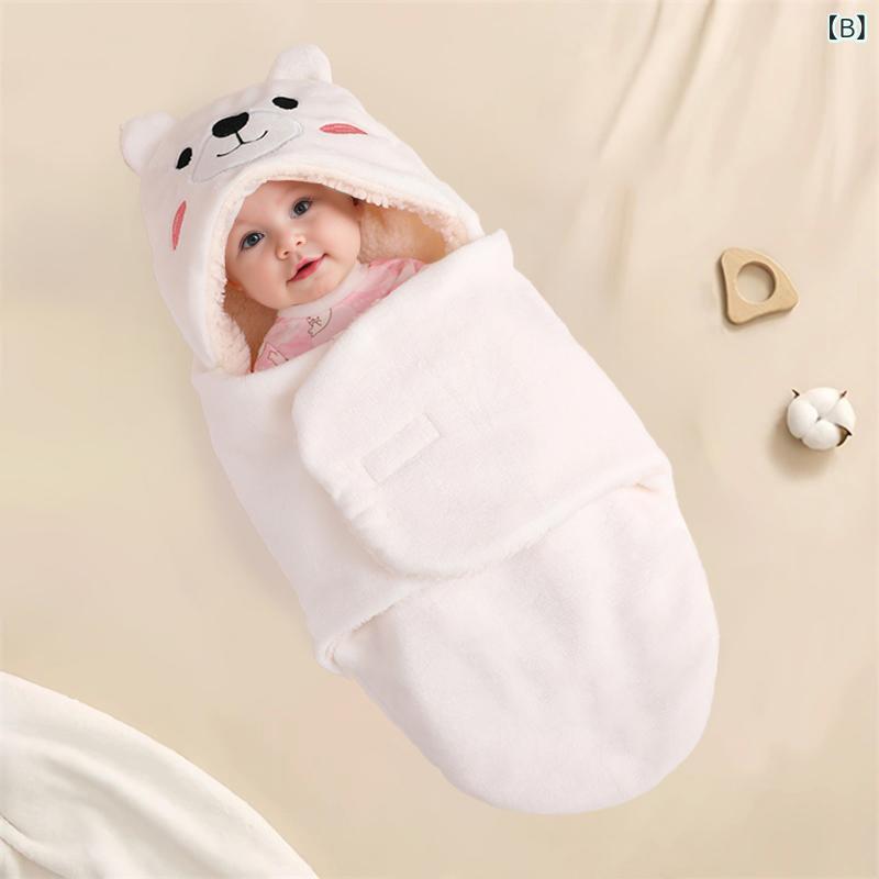 おくるみ 新生児 ベビー スリーパー 厚手 フランネル生地 あったか 防寒 秋冬春 可愛い動物柄 ブランケット 出産祝い 3