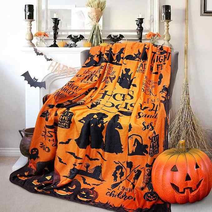毛布 ハロウィン 冬用 フランネル デジタルプリント カボチャ コウモリ キャラクター 総柄 かわいい ブ..