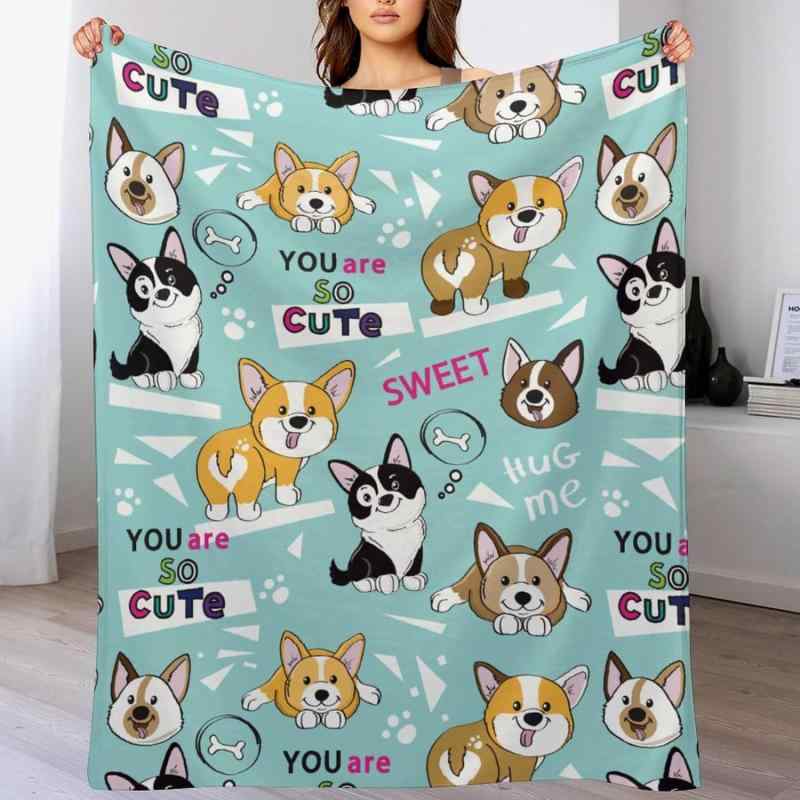 Bedding - ブランケット 毛布 かわいい 犬 ドッグ キャラクター柄 プリント フランネル ふわふわ ソフト 柔らかい 肌触り抜群 ポリエステル製 オールシーズン対応 愛犬家 向け プレゼント ギフト 寝具