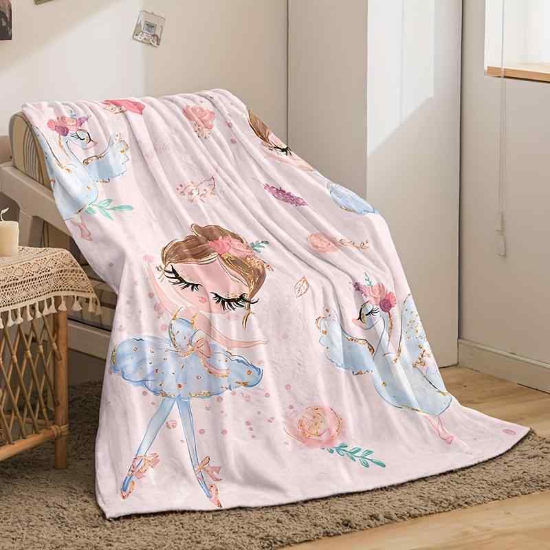 毛布 かわいい 女の子 バレエ キャラクター柄 やわらか ふわふわ 肌触り良い 軽量 ブランケット ひざ掛け ソファカバー 旅行 アウトドア レジャー 春秋