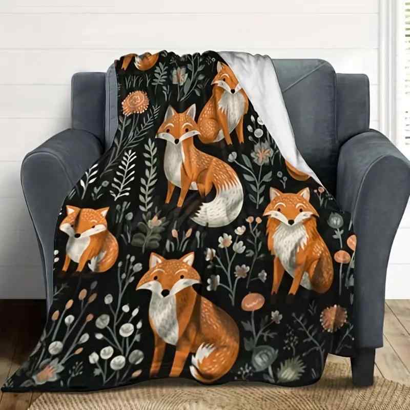 毛布 子供用 アニメ キャラクター キツネ 秋冬 フランネル ポリエステル製 オフィス ソファ 冷房対策 ..