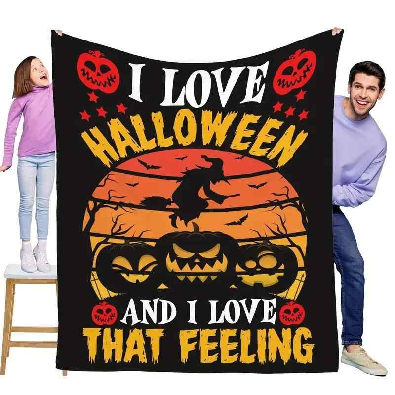 ブランケット ハロウィン 魔女 カボチャ プリント フランネル ポリエステル 柔らか 暖かい 毛布 ひざ掛..