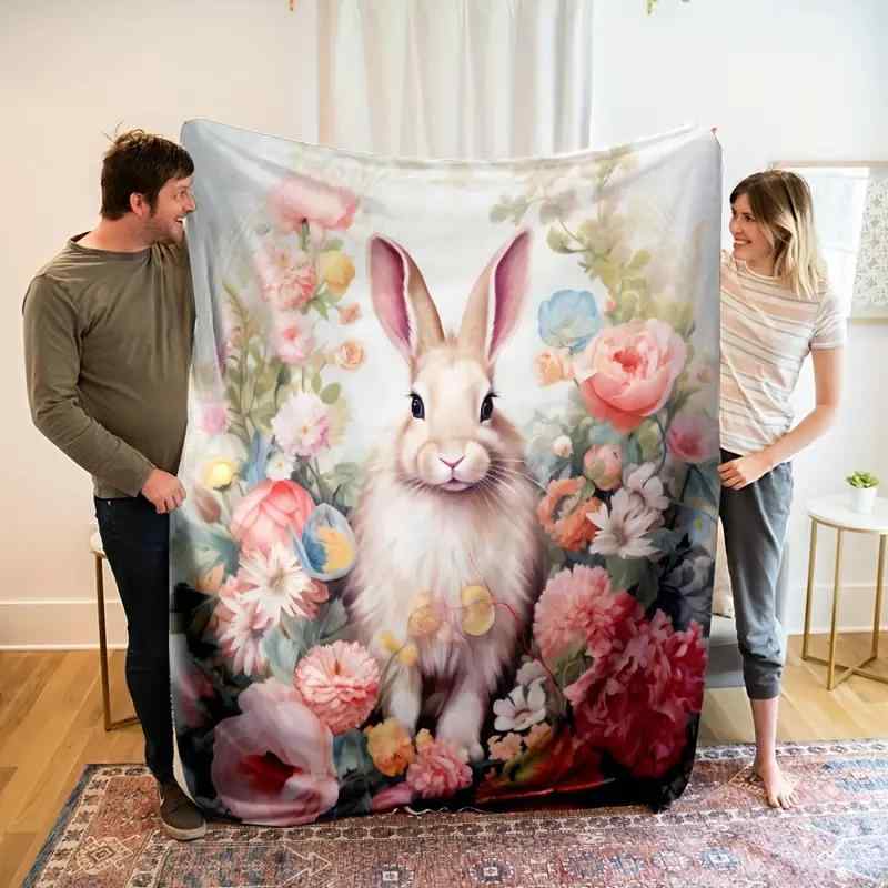ブランケット 男の子 女の子 子供 キッズ イースター うさぎ 花柄 動物柄 キャラクター フランネル ポ..