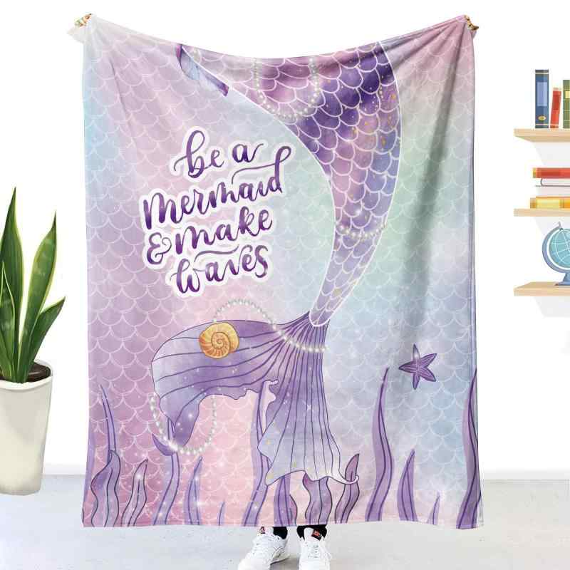 Bedding - ブランケット フランネル 厚手 二枚合わせ 3Dプリント 人魚柄 かわいい ポリエステル 柔らか 暖かい ひざ掛け 冷房対策 ソファカバー 春秋(x2)