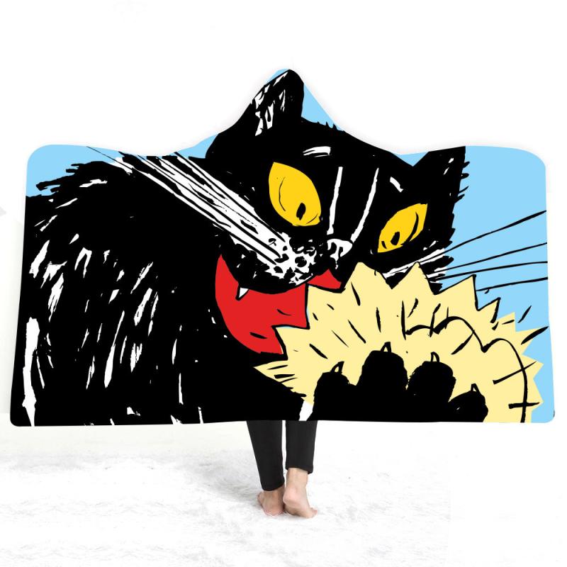 ブランケット キッズ 子供用 フード付き 毛布 ポンチョ ケープ 厚手 ダブルレイヤー フリース ボア ふわふわ お昼寝 防寒 秋冬 ハロウィン柄 寝具 膝掛け(x2)