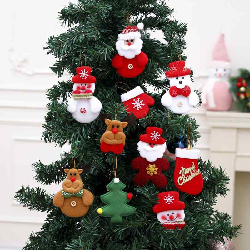 Other - オーナメント クリスマスツリー 飾り 10点セット サンタ 雪だるま マスコット人形 かわいい キャラクター 不織布製 ファブリック デコレーション 冬 パーティー イベント 玄関 リビング 店舗装飾 窓辺