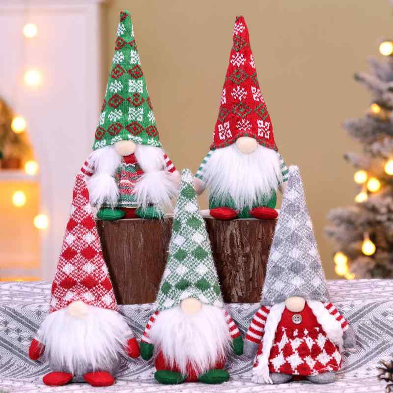 クリスマス飾り ノーム人形 座り姿 フェイスレスドール ルドルフ ぬいぐるみ ニット 置物 デスクトップ装飾 インテリア かわいい 冬 クリスマス雑貨