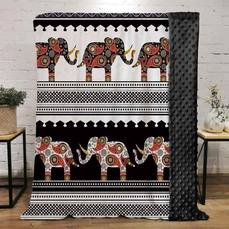 ブランケット ベビー 赤ちゃん用 アフリカン柄 ドット柄 バブルフリース 二重構造 ふわふわ 柔らかい ..