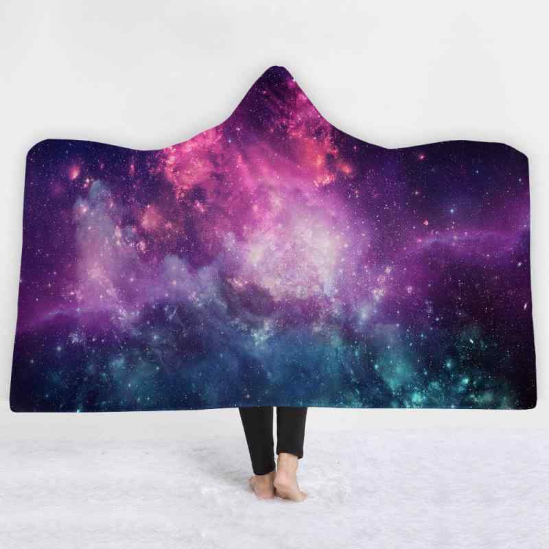 ブランケット キッズ フード付き ポンチョ ケープ お昼寝用 星空柄 ふわふわ 柔らかい フランネル ポリエステル 秋冬 防寒 ルームウェア(x2)