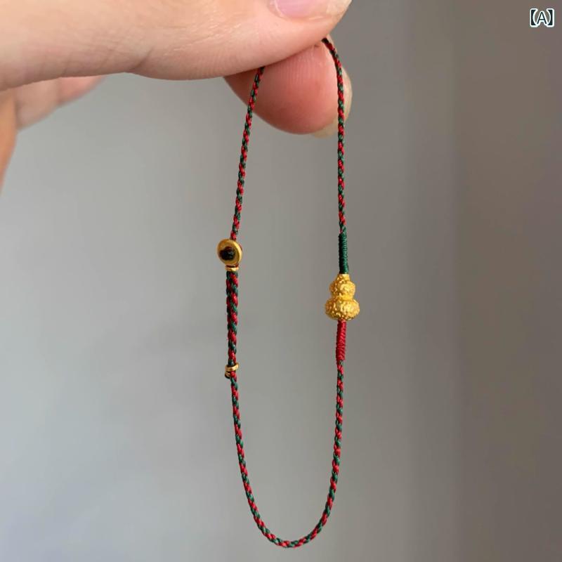 ブレスレット レディース メンズ ハンドメイド 編み込み 手作り ロープ 赤い糸 ゴ...