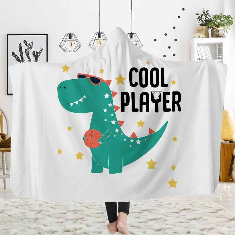 Bedding - 毛布 キッズ フード付き ポンチョ ブランケット 厚手 恐竜柄 お昼寝 防寒 あったか ルームウェア フランネル 秋冬(x2)