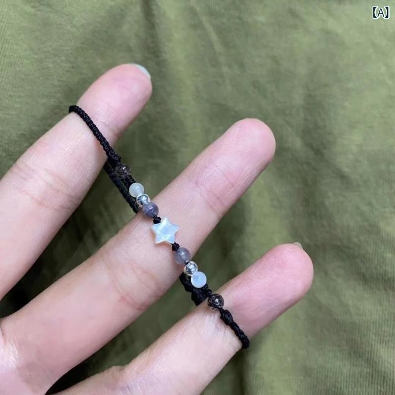 ・カテゴリ: DIY編み込みブレスレット・主な素材: 混合素材・スタイル: シンプル・デザイン: 立体装飾・カラー展開: 星柄ビーズ編みブレスレット（ブラック）,星柄ビーズ編みブレスレット（ブルー）・対象: 男女兼用・仕様: 編み込み