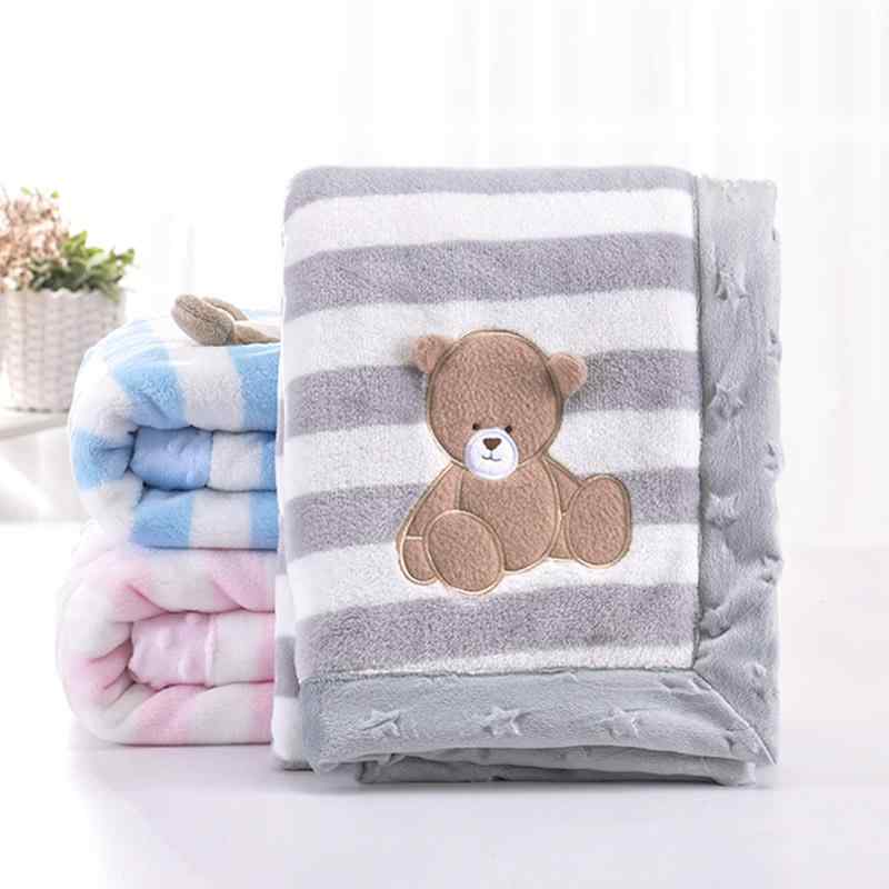 ブランケット ベビー毛布 キッズ 子供用 フランネル ボア 二重構造 ふわふわ 暖かい 軽量 かわいいアニマル柄 お昼寝 保育園 ベビーカー ひざ掛け オールシーズン