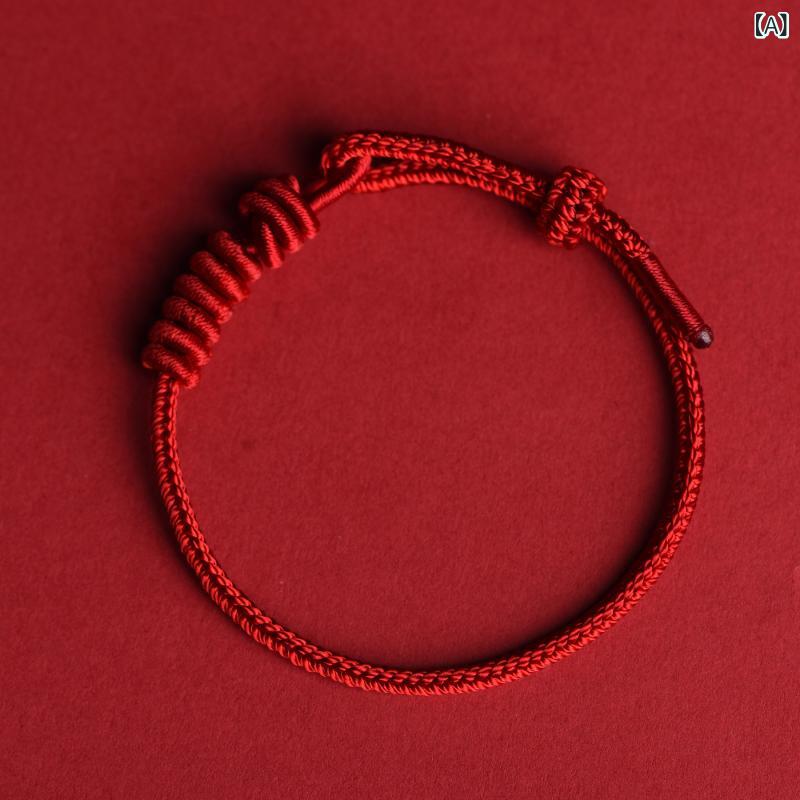 ブレスレット レディース メンズ 水晶 クリスタル 赤糸 ハンドメイド 編み込み お...