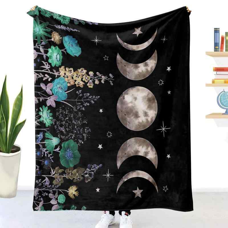 楽天naruki毛布 ブランケット デジタルプリント ムーン柄 フランネル 厚手 ポリエステル お昼寝 ひざ掛け ごろ寝 あったか 暖かい 秋冬用 リビング 寝室 アウトドア スローケット ハーフケット かわいい おしゃれ（x2）