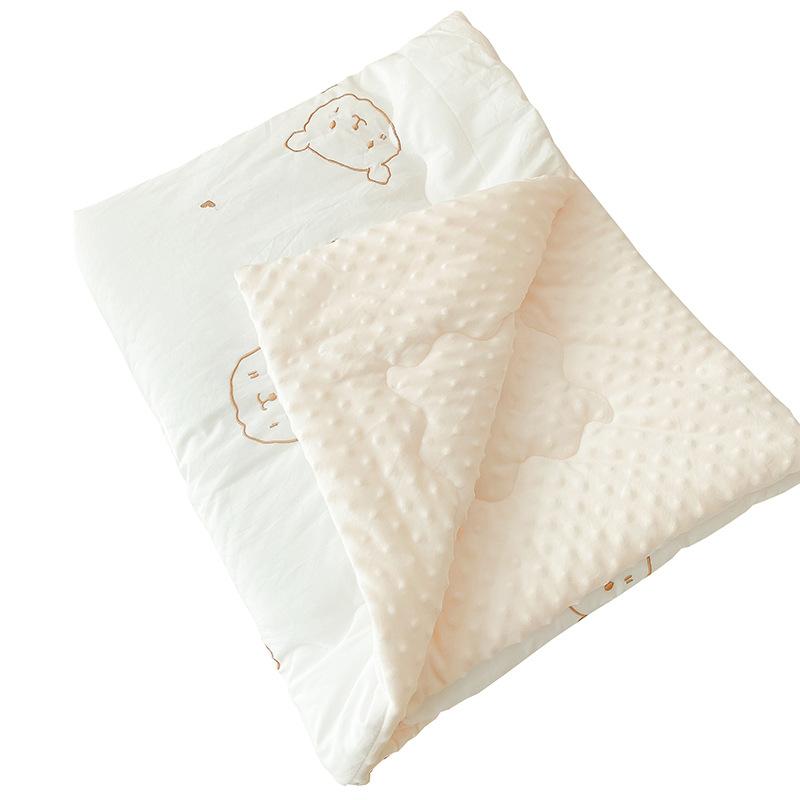 ブランケット ベビー 赤ちゃん 新生児 綿100% ウォッシュコットン 刺繍 クマ柄 うさぎ柄 チェリー柄 ドット ポコポコ 安眠 お昼寝 おくるみ オールシーズン 薄手 厚手 中綿 キルティング 北欧風