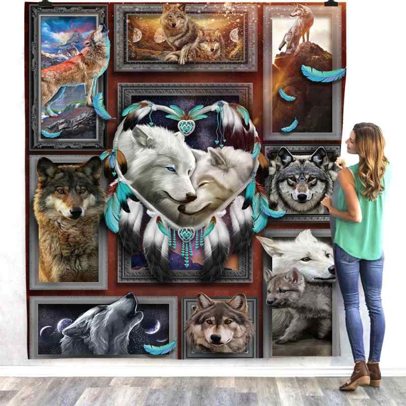 毛布 フランネル ポリエステル 3Dプリント オオカミ柄 ダブルレイヤー あったか 昼寝 冷房対策 マルチブランケット シンプル モダン 秋冬(x2)