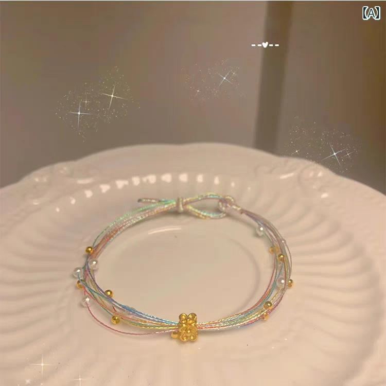 ブレスレット ユニセックス ハンドメイド 五色 民族風 編み込み ロープ 赤 紐 細め お守り カジュアル シンプル アクセサリー