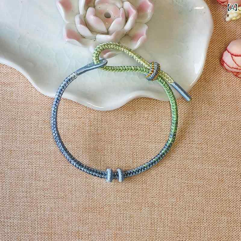 ブレスレット レディース 手作り ハンドメイド DIY 紐 グラデーション アジアン エ...