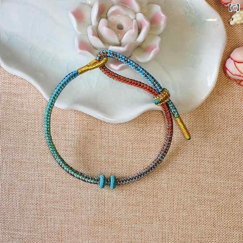 ブレスレット レディース 手作り ハンドメイド DIY 紐 グラデーション アジアン エ...