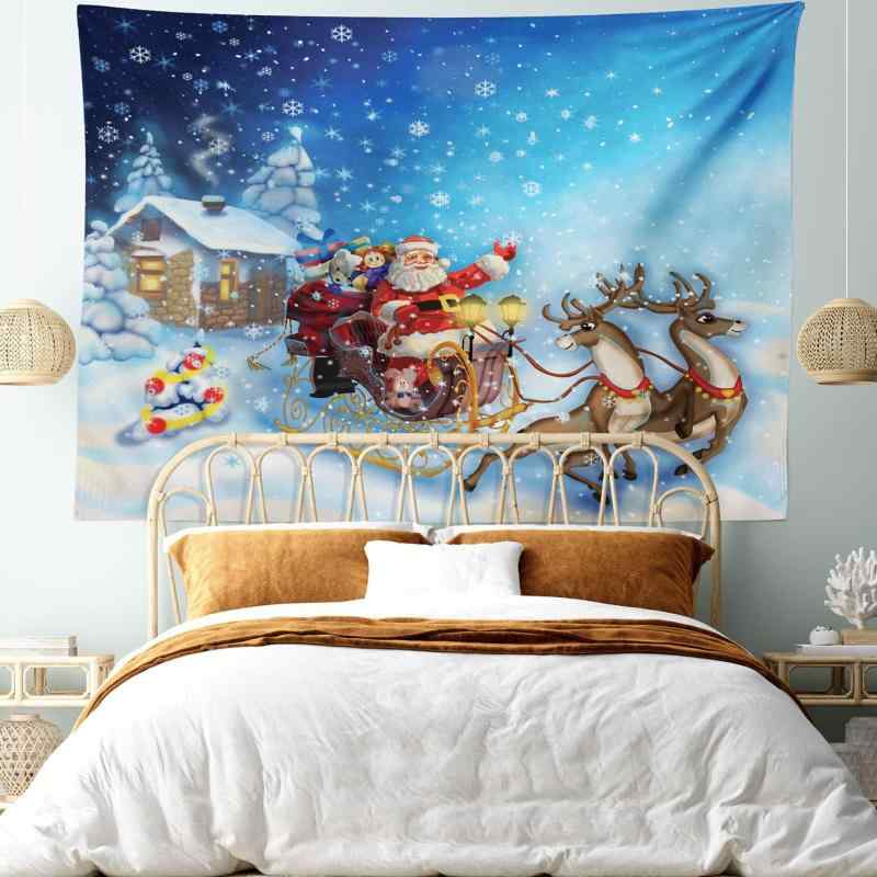 タペストリー クリスマス サンタクロース トナカイ ソリ 雪景色 北極物語 ファンタジーイラスト ファブ..