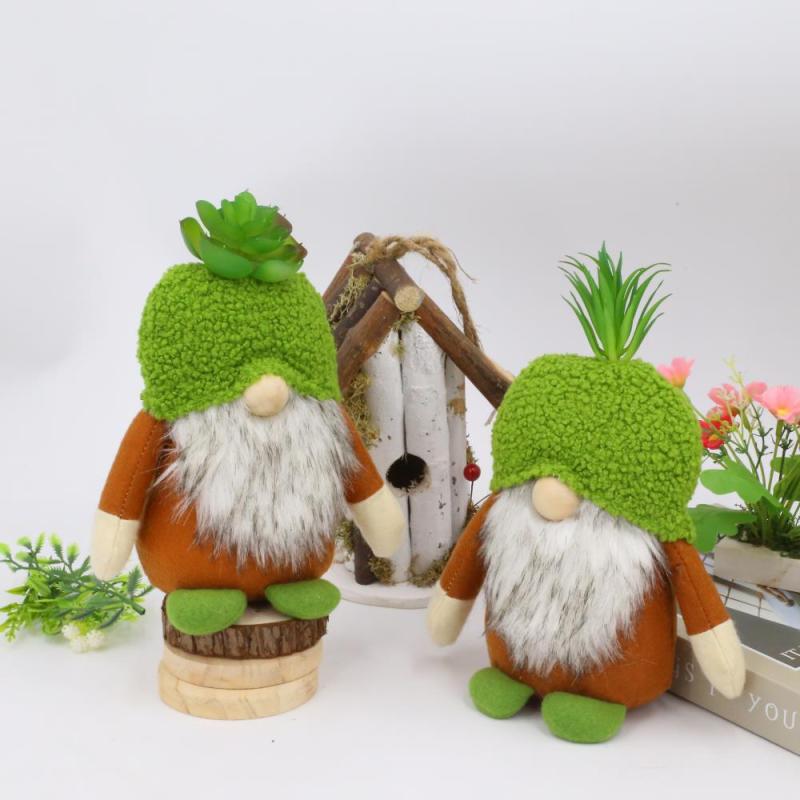 クリスマス 置物 無顔 ノーム 人形 ルドルフ モチーフ 多肉植物風 グリーン 布製 北欧風 トムテ かわいい オーナメント インテリア 飾り 冬 雑貨
