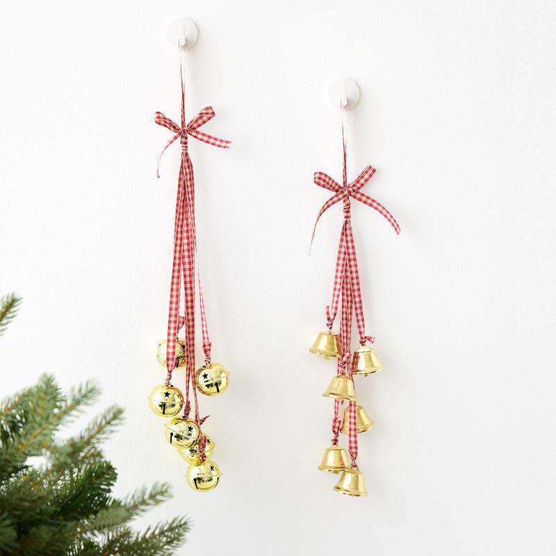 クリスマスオーナメント スコットランド風 アイアン製 ベルガーランド チェック柄 ドア壁掛け クリスマスツリー用デコレーション ヨーロピアンデザイン