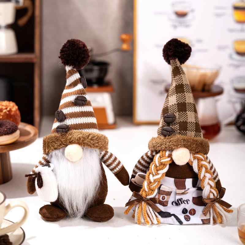 ・主な素材: ポリエステル、布・カラー展開: 珈琲豆の妖精 (男性), 珈琲豆の妖精 (女性)・スタイル: クリスマス風・適用祝日: クリスマス