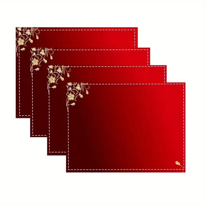 ランチョンマット バレンタインデー クリスマス 母の日 結婚記念日 季節 イベント パーティー キッチン ダイニング リビング 書斎 商業施設 ポリエステル アメリカン スタイル(x4)