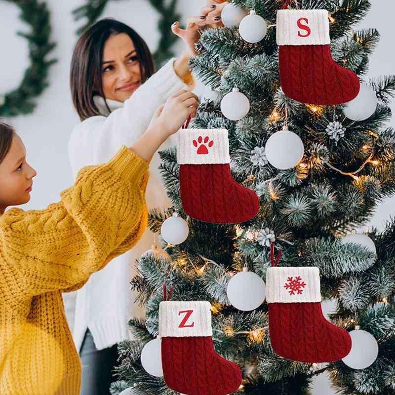 クリスマス ソックス アルファベット イニシャル クリスマスツリー 飾り オーナメント 子供 キッズ ギフト用 プレゼント パーティー デコレーション おしゃれ ポリエステル製