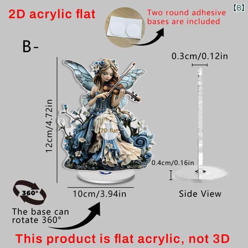 置物 音楽妖精 天使 アクリル製 360度回転式 ミニオブジェ インテリア ホームデコレーション デスク飾り アメリカンカントリー風 かわいい 誕生日 クリスマス ギフト オーナメント(x2)