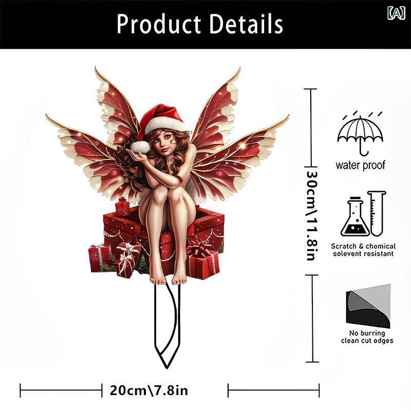 ガーデンピック クリスマス レッドエルフ アクリル製 防水 耐久性 室内 屋外兼用 庭 飾り デコレーション ガーデンオーナメント アメリカンカントリー風 ギフト(x2)