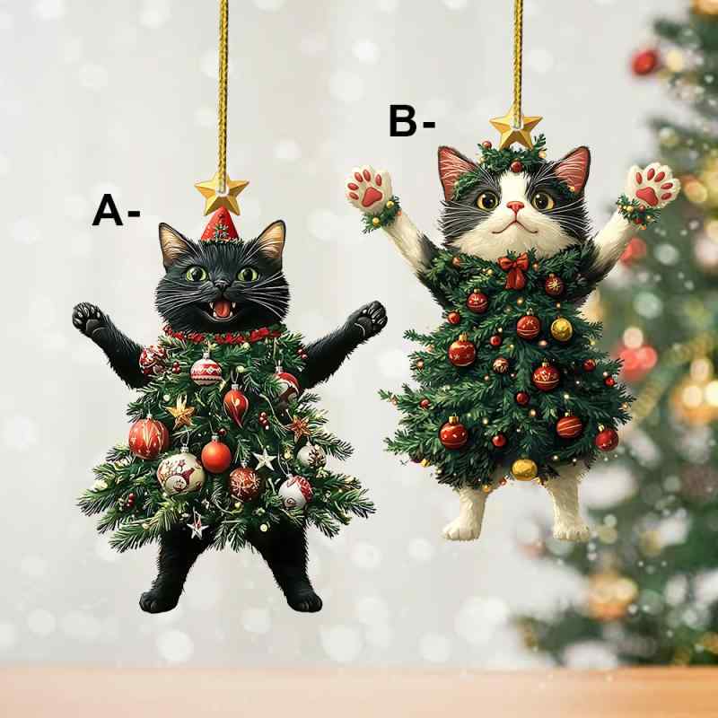 キーホルダー キッズ 黒猫 白猫 クリスマスツリー アクリル バッグチャーム キーリング ストラップ キャラクター かわいい おしゃれ 軽量 クリスマス プレゼ...