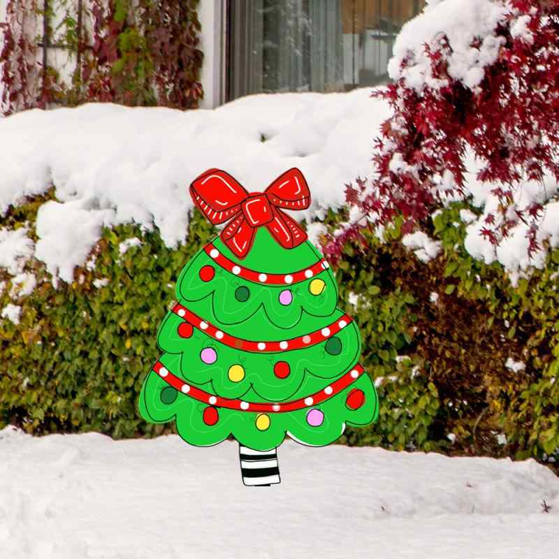 クリスマス飾り クリスマスツリー アクリル製 ガーデンピック 地中差し込み式 置物 屋外用 庭 ガーデン 玄関先 デコレーション オブジェ カントリー風