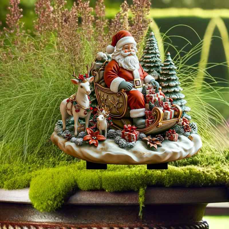 ガーデンピック クリスマス サンタクロース トナカイ 飾り ボヘミアンスタイル アクリル製 防水 耐候性..