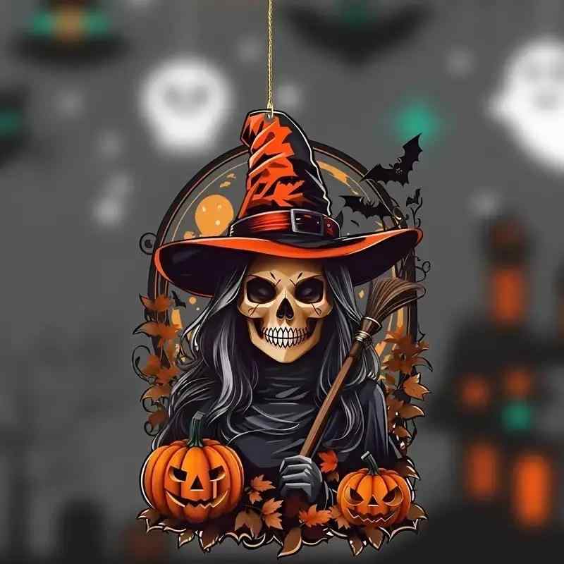 オーナメント ハロウィン カボチャ オブジェ クリスマスツリー 飾り パーティー デコレーション 車 バックミラー チャーム アクリル素材 かわいい 吊り下げ アクセサリー イベント装飾(x2)