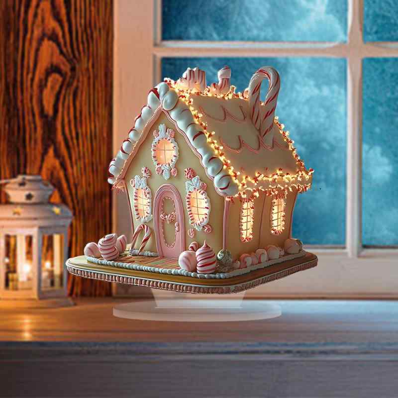 置物 子供 キッズ クリスマス ホリデー ケーキハウス アイスクリームハウス ミニチュアハウス 卓上飾り インテリア デコレーション ピンク チョコレート アクリル製 かわいい プレゼント ギフト 誕生日 贈り物(x2)
