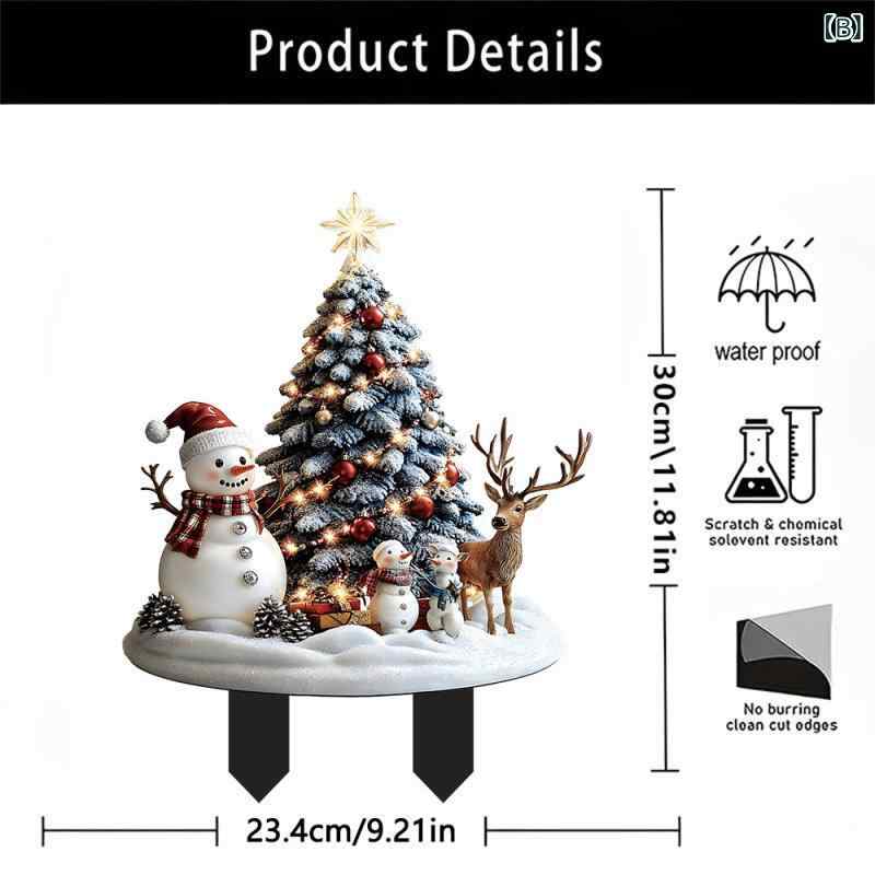 ガーデンピック ガーデンオーナメント クリスマス 冬 室内 屋外 両用 雪だるま サンタクロース アクリル製 庭園 ベランダ 玄関 鉢植え プランター 防水 耐久性 かわいい おしゃれ 地中挿し 飾り