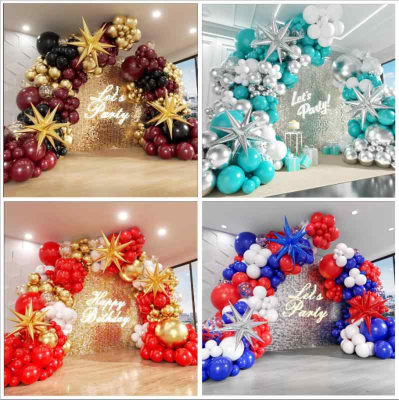 バルーン 風船 誕生日パーティー 開店祝い こどもの日 結婚式 クリスマス バレンタインデー 新年 イベント装飾 アーチ用 飾り付け ラテックス 厚手 レッド ゴールド マカロンカラー 33.33cm