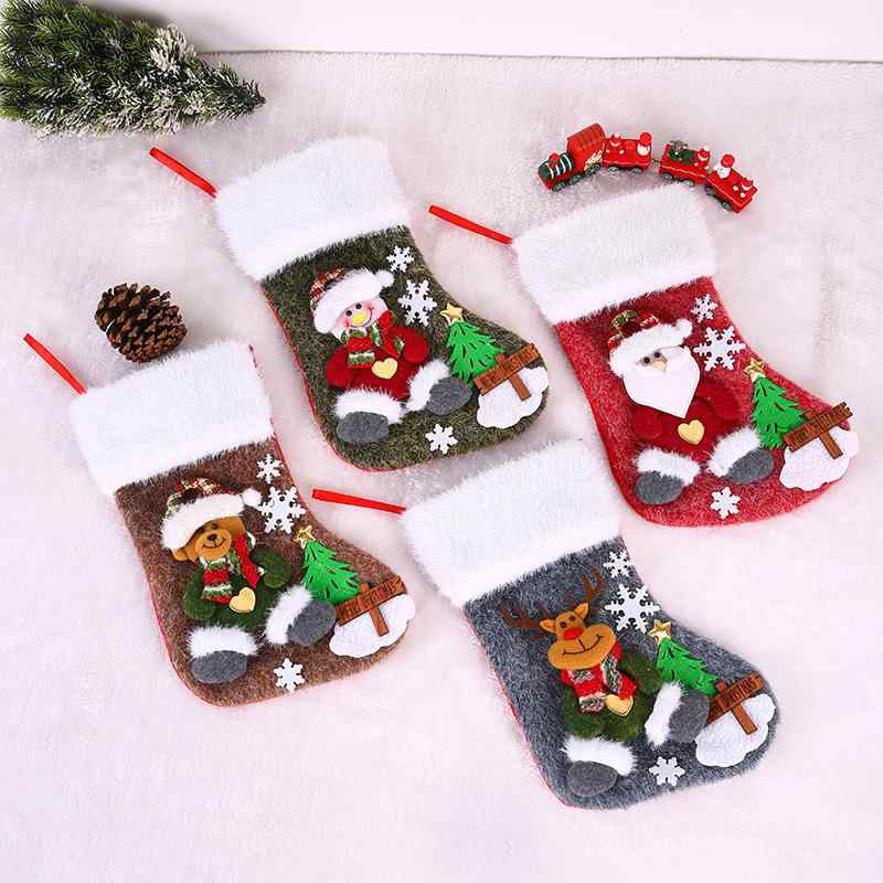クリスマスソックス ビッグサイズ もこもこ ふわふわ キャラクター 立体 サンタ スノーマン トナカイ クマ お菓子やプレゼント用 ギフトバッグ クリスマスツリー ツリー飾り オーナメント かわいい おしゃれ